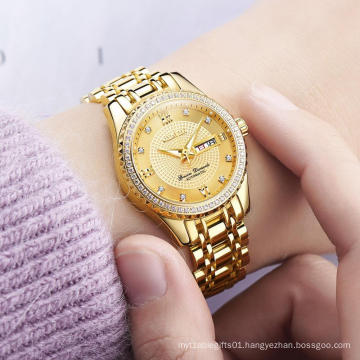 Luxury Women Mechanical WristWatch  Top Brand OYALIE Women Auto Watch Diamond Day/Date Watch For Women